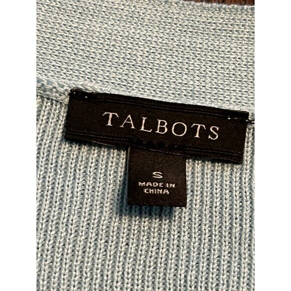 Talbots Open Cropped Cardigan Sweater Light Blue Women’s Small Scalloped Shrug - Picture 10 of 14